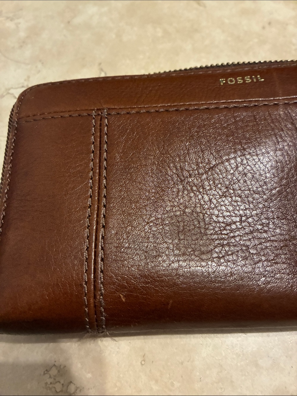 Fossil Brown Leather Shoulder Bag with Wallet & Card Case - Picture 8 of 10